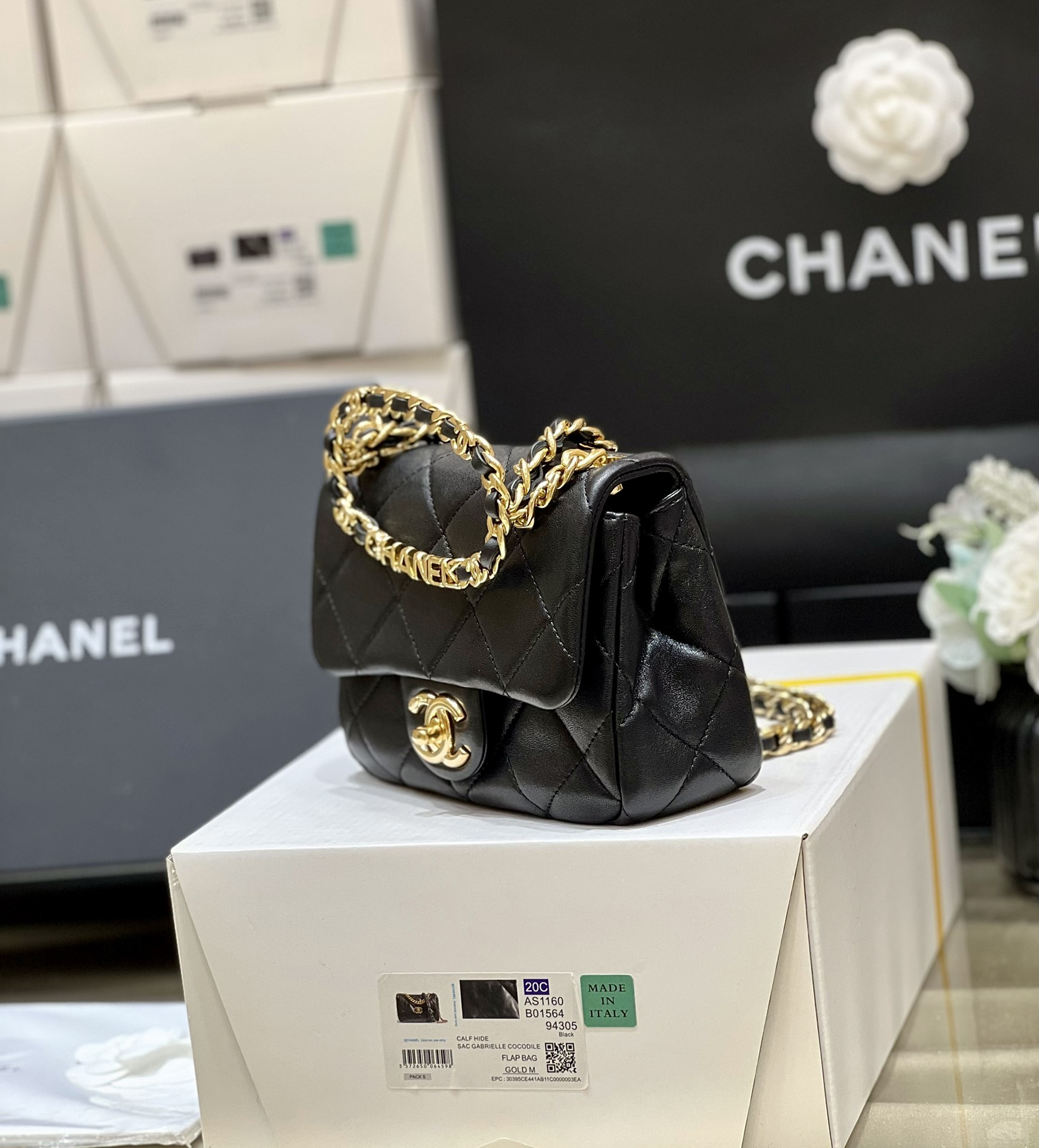 Chanel Mini Flap Bag With Top Handle Black For Women 6.6in/17cm AS3748 94305