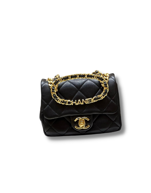 Chanel Mini Flap Bag With Top Handle Black For Women 6.6in/17cm AS3748 94305