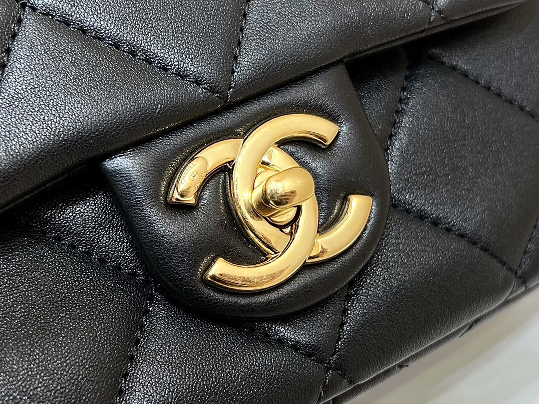Chanel Mini Flap Bag With Top Handle Black For Women 6.6in/17cm AS3748 94305