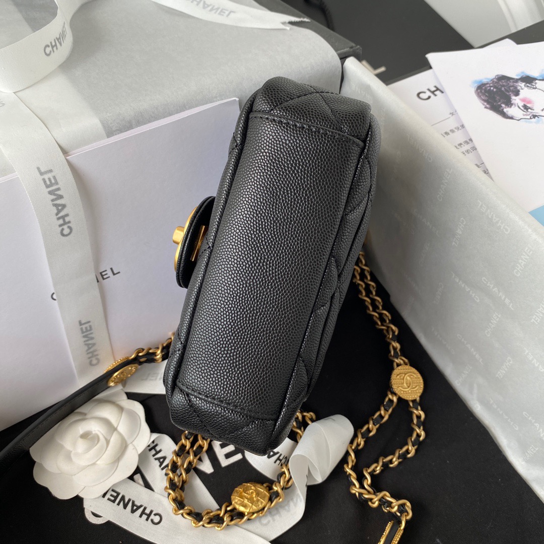 Chanel Mini Flap Bag With Top Handle Gold Hardware Black For Women, Women’s Handbags, Shoulder Bags 7.9in/20cm