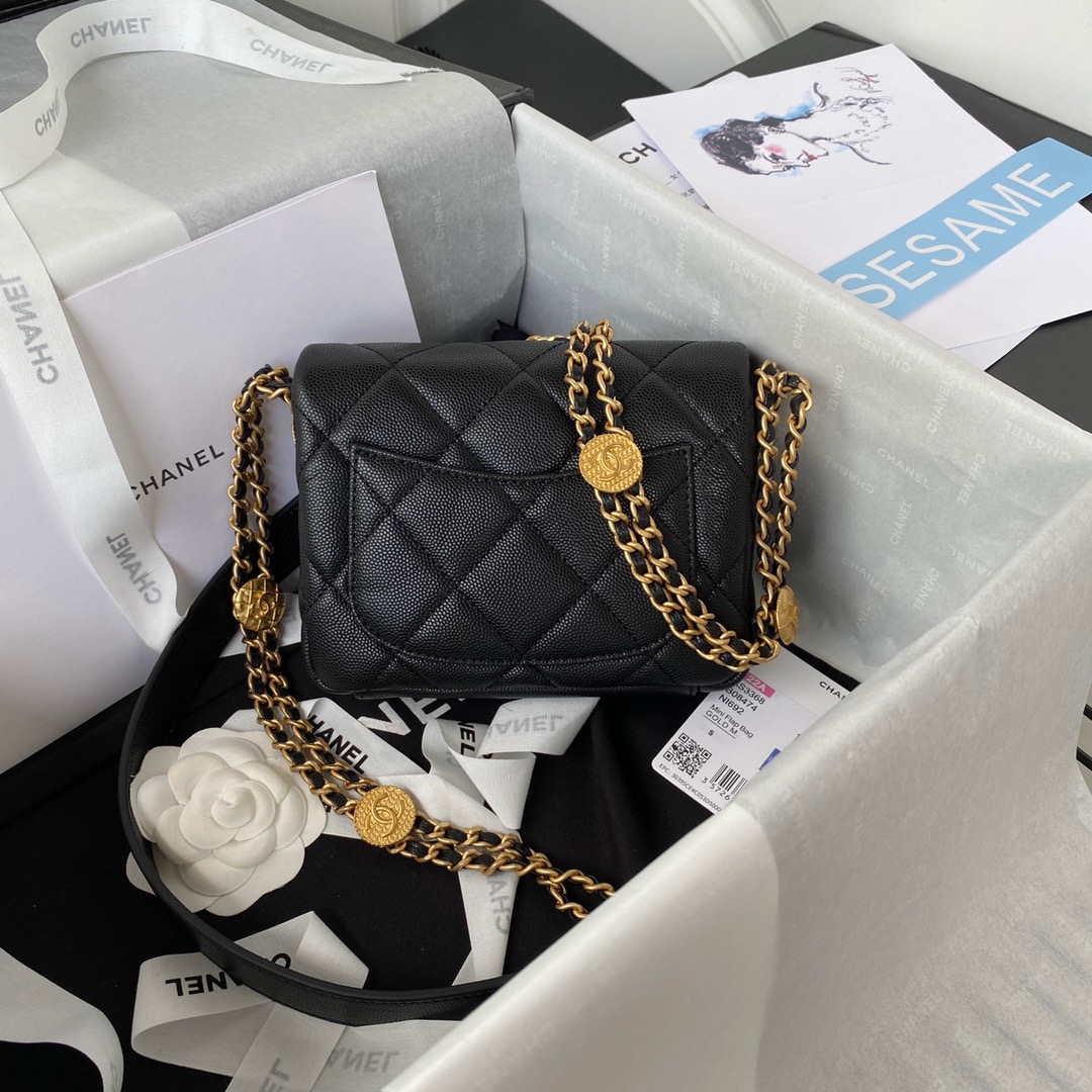 Chanel Mini Flap Bag With Top Handle Gold Hardware Black For Women, Women’s Handbags, Shoulder Bags 7.9in/20cm
