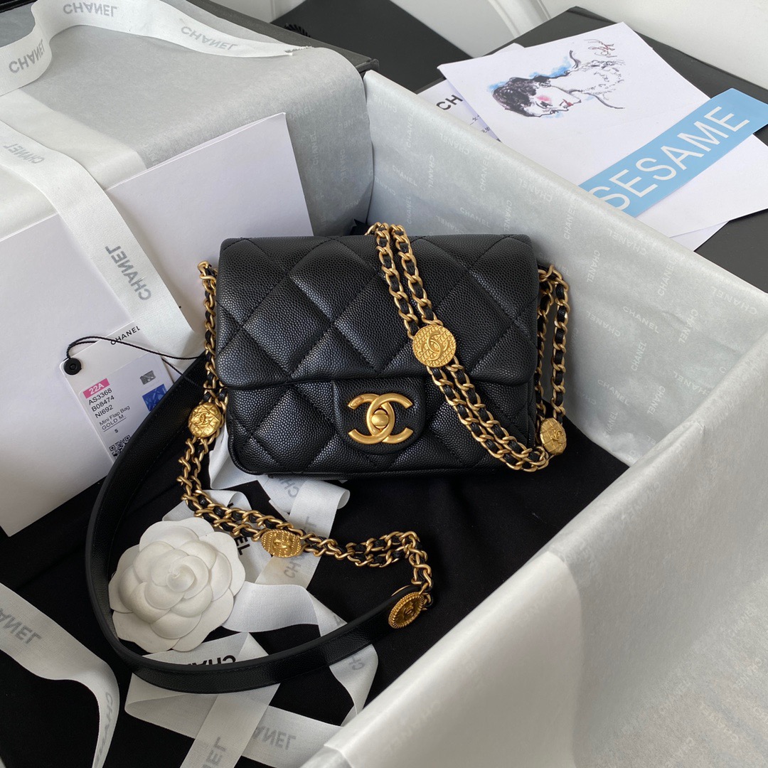 Chanel Mini Flap Bag With Top Handle Gold Hardware Black For Women, Women’s Handbags, Shoulder Bags 7.9in/20cm