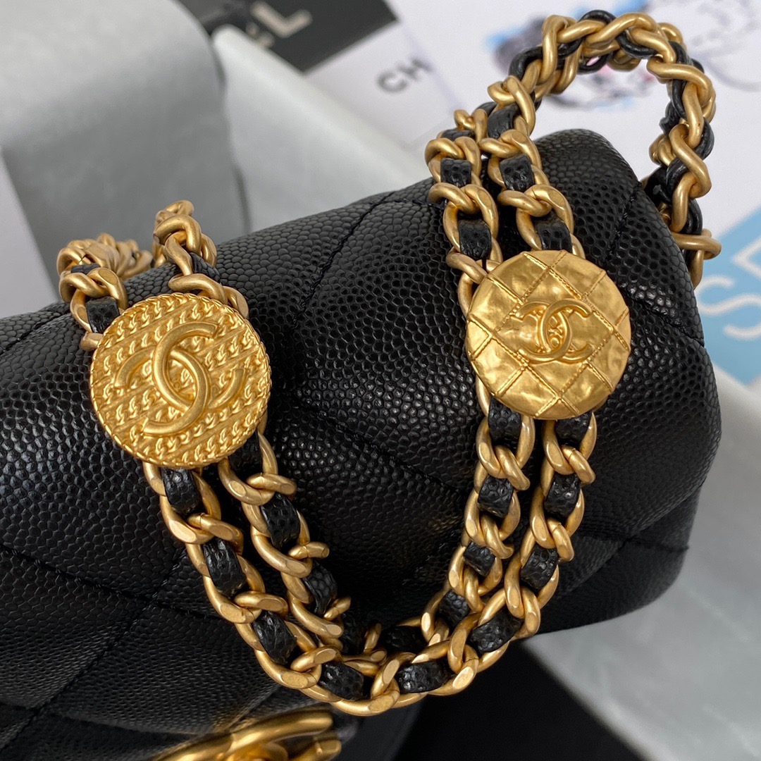 Chanel Mini Flap Bag With Top Handle Gold Hardware Black For Women, Women’s Handbags, Shoulder Bags 7.9in/20cm