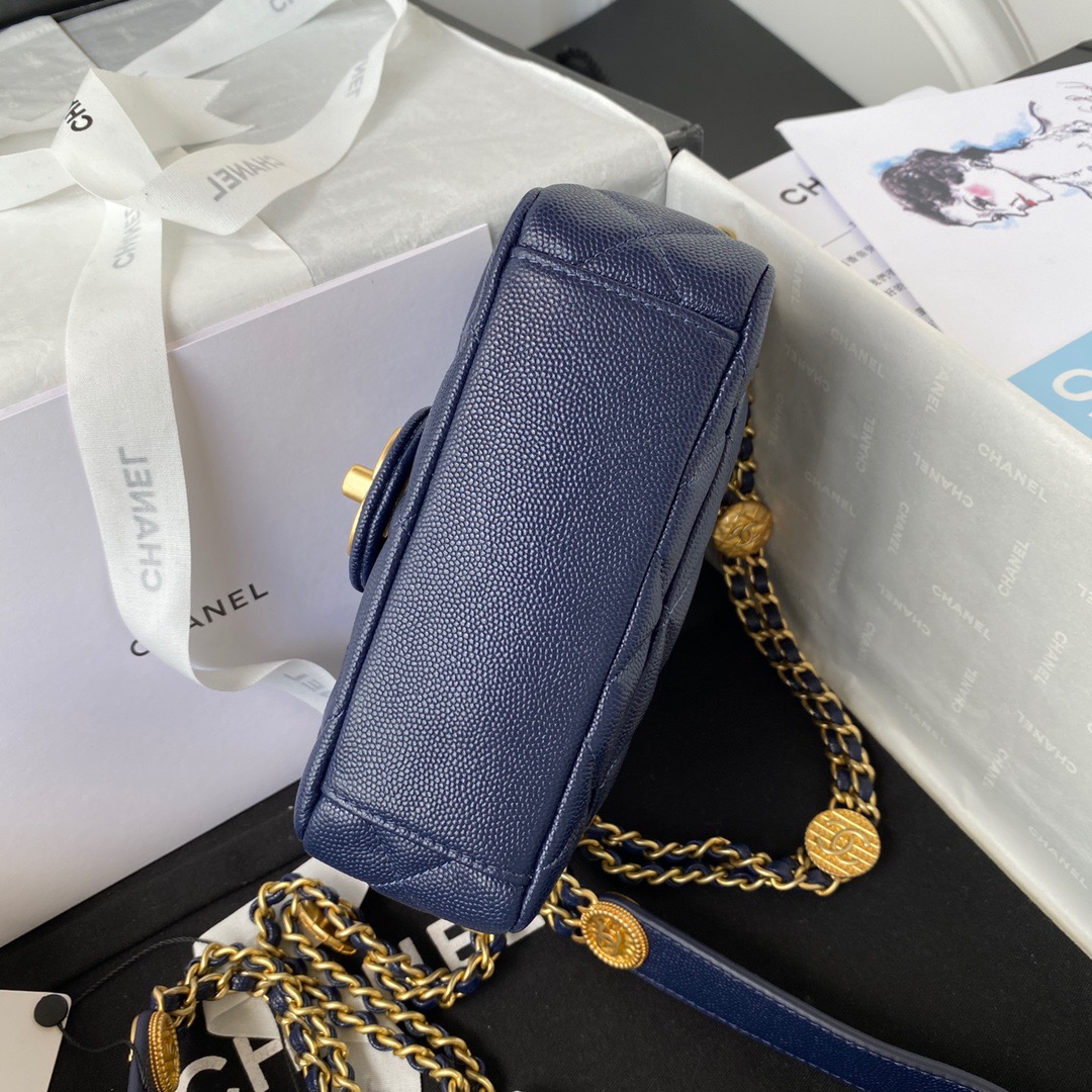 Chanel Mini Flap Bag With Top Handle Gold Hardware Navy Blue For Women, Women’s Handbags, Shoulder Bags 7.9in/20cm AS2431 NJ532