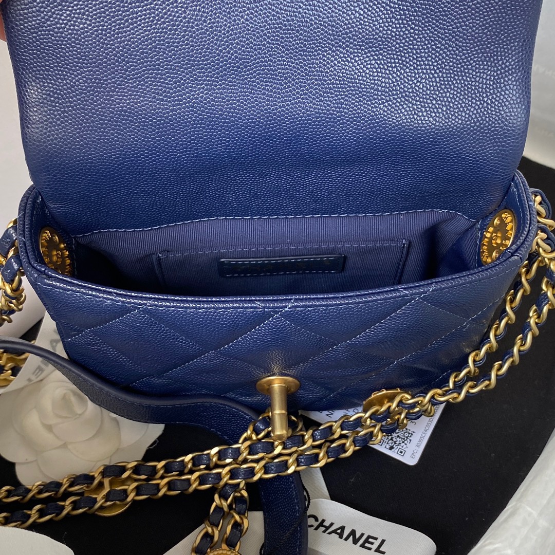 Chanel Mini Flap Bag With Top Handle Gold Hardware Navy Blue For Women, Women’s Handbags, Shoulder Bags 7.9in/20cm AS2431 NJ532