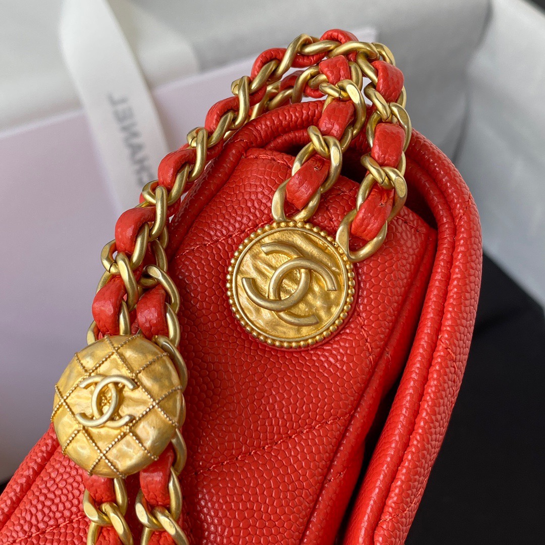 Chanel Mini Flap Bag With Top Handle Gold Hardware Red For Women, Women’s Handbags, Shoulder Bags 7.9in/20cm AS2431 