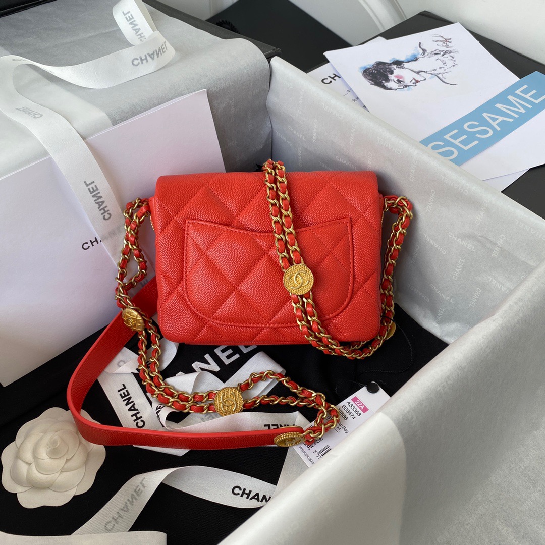Chanel Mini Flap Bag With Top Handle Gold Hardware Red For Women, Women’s Handbags, Shoulder Bags 7.9in/20cm AS2431 
