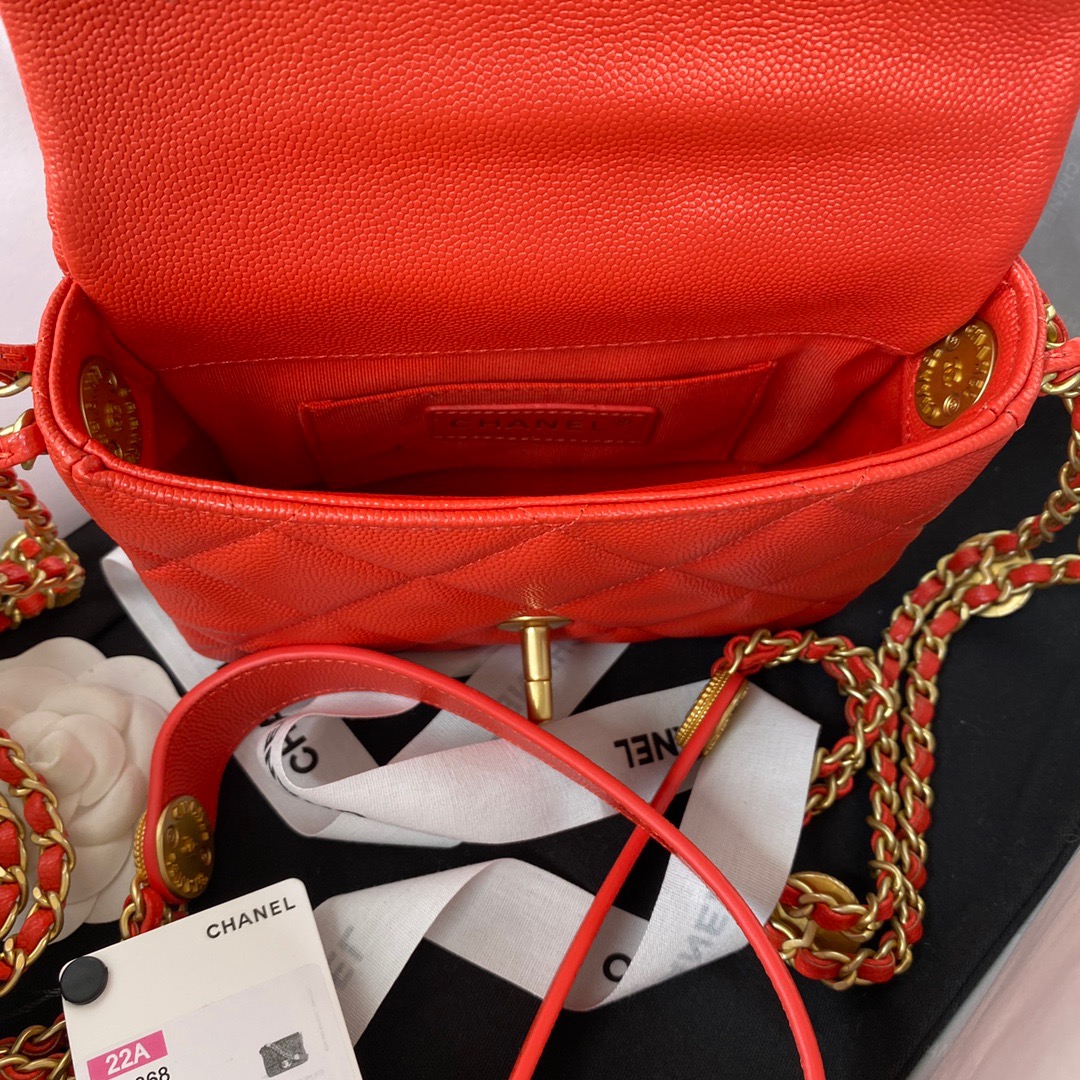 Chanel Mini Flap Bag With Top Handle Gold Hardware Red For Women, Women’s Handbags, Shoulder Bags 7.9in/20cm AS2431 