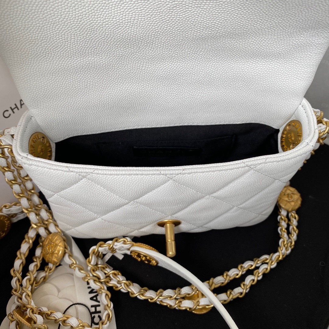 Chanel Mini Flap Bag With Top Handle Gold Hardware White For Women, Women’s Handbags, Shoulder Bags 7.9in/20cm AS2431 
