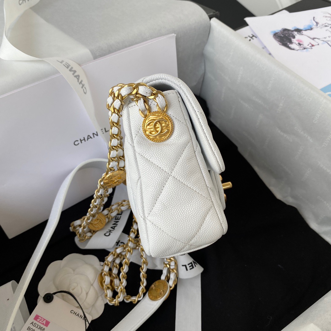 Chanel Mini Flap Bag With Top Handle Gold Hardware White For Women, Women’s Handbags, Shoulder Bags 7.9in/20cm AS2431 