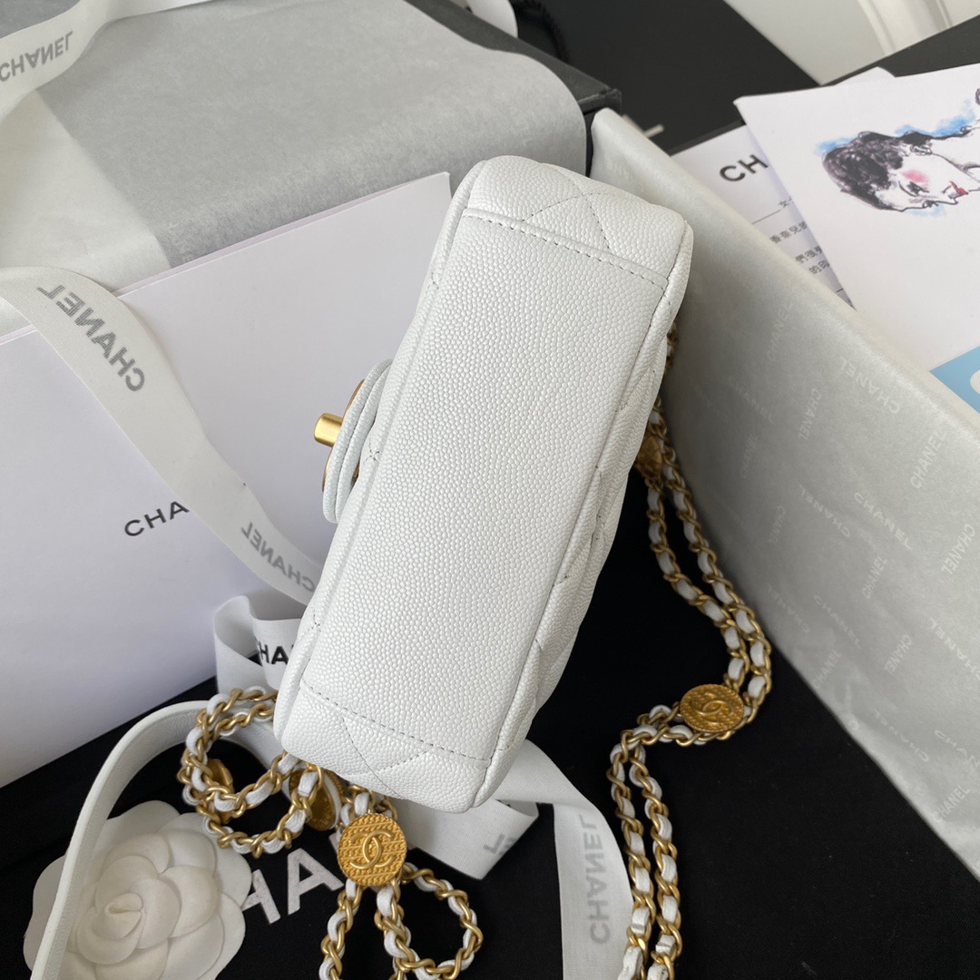 Chanel Mini Flap Bag With Top Handle Gold Hardware White For Women, Women’s Handbags, Shoulder Bags 7.9in/20cm AS2431 