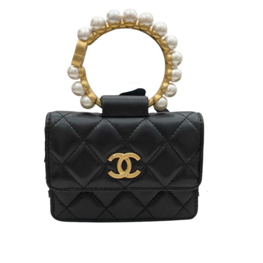 Chanel Mini Handle Pearl Black For Women 12cm / 4.7in