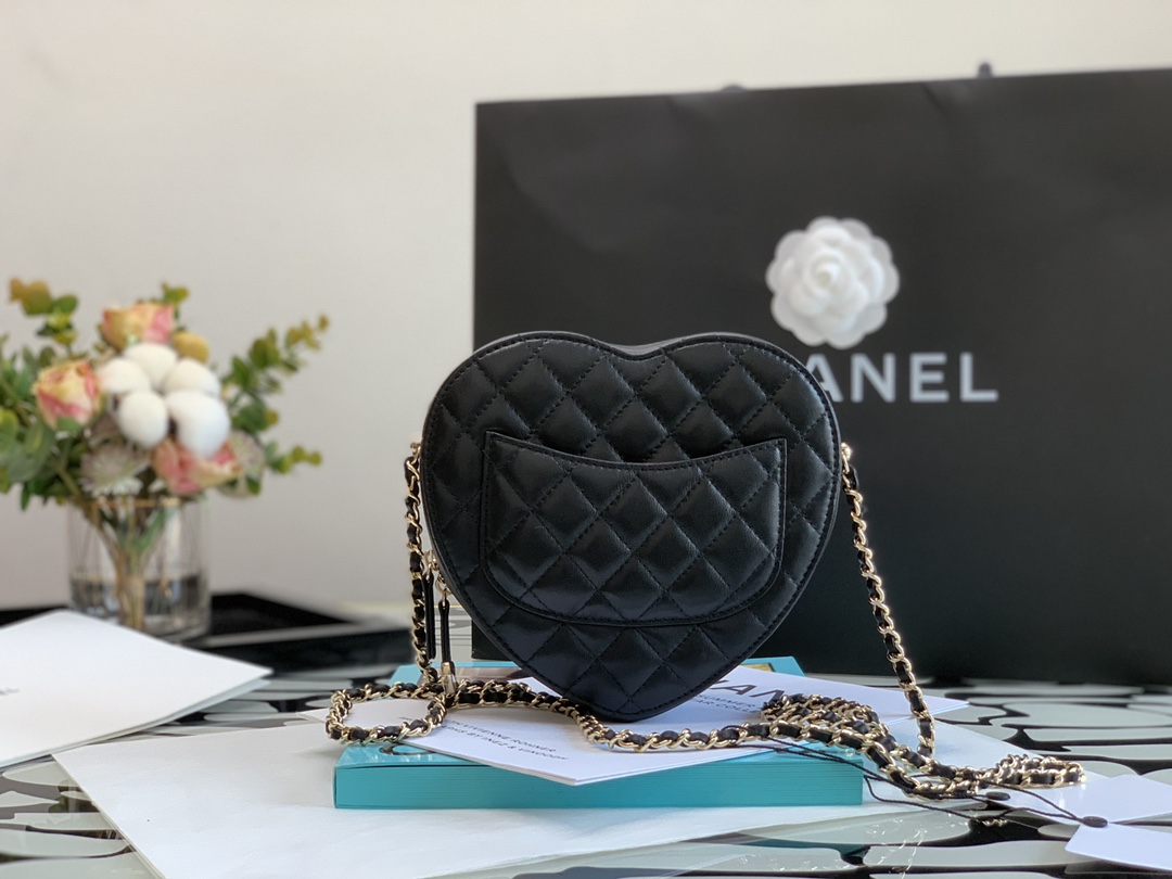 Chanel Mini Heart Bag Black For Women 7in/18cm AS3191 94305