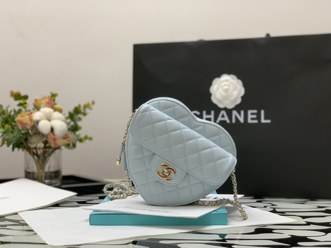 Chanel Mini Heart Bag Grey For Women 7in/18cm AS3191