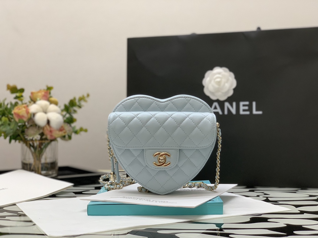 Chanel Mini Heart Bag Grey For Women 7in/18cm AS3191