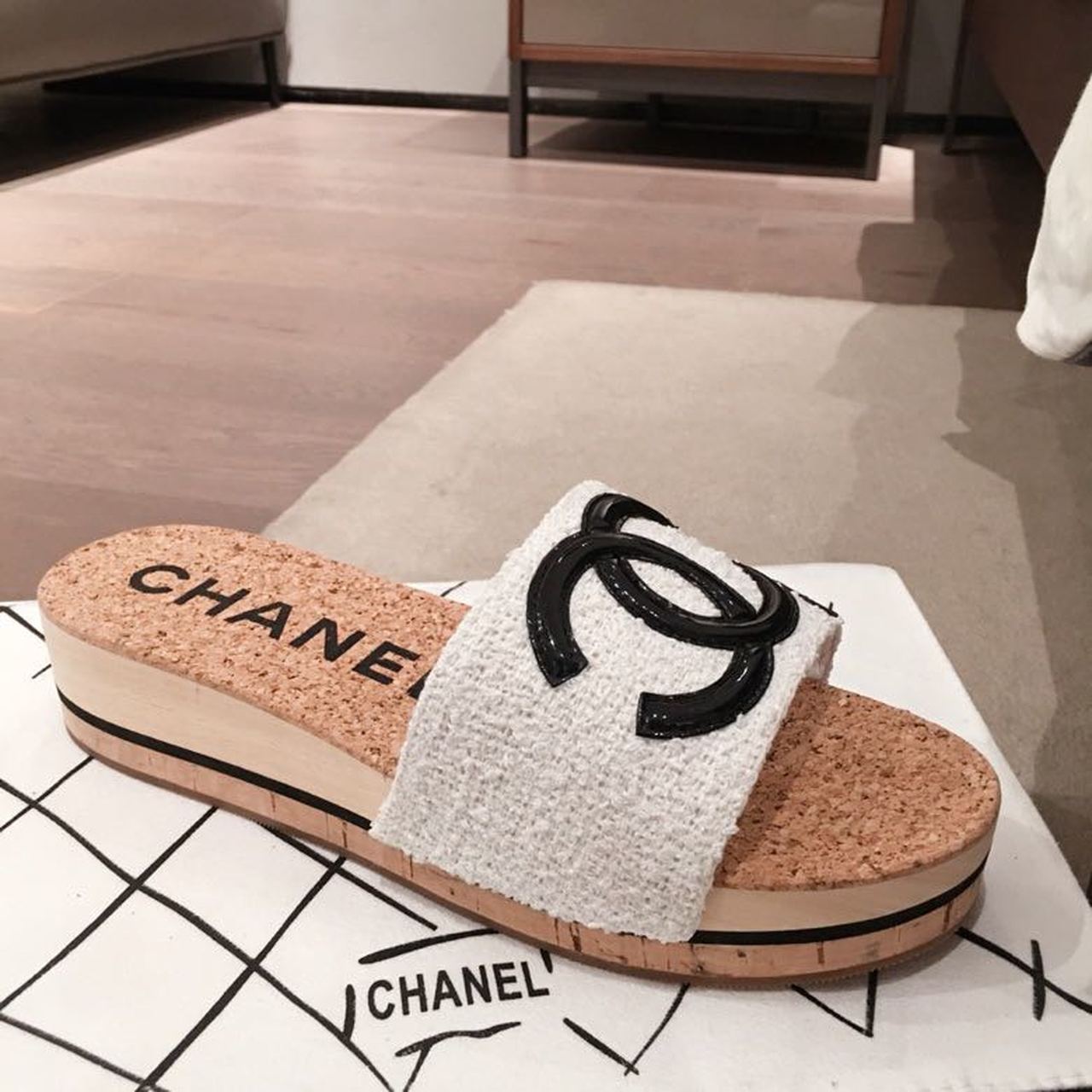 Chanel Mules White/Black For Women, Women’s Shoes