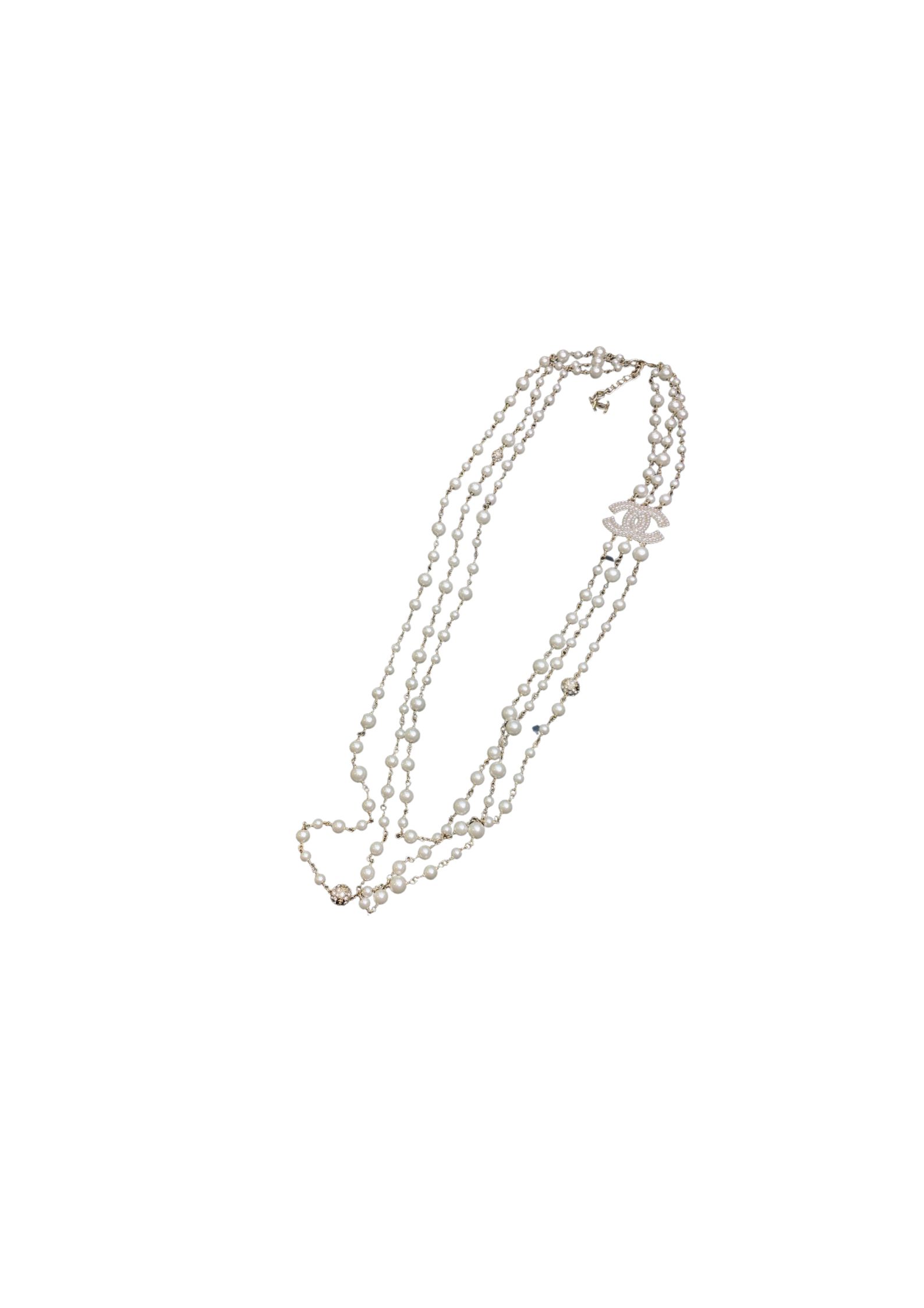 Chanel Multi-Strand Necklace With Logo Sliver Tone For Women