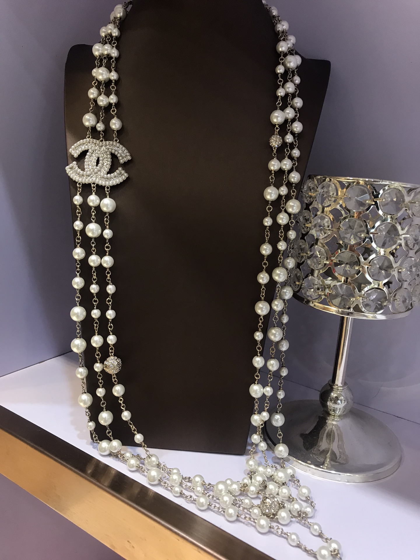 Chanel Multi-Strand Necklace With Logo Sliver Tone For Women