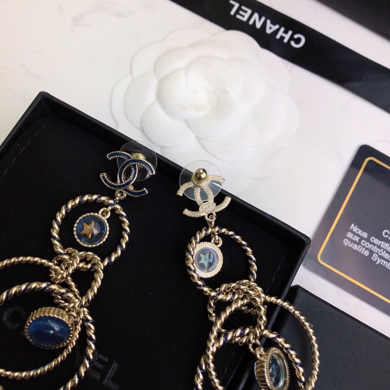 Chanel Multi Circles Earrings Gold Tone For Women
