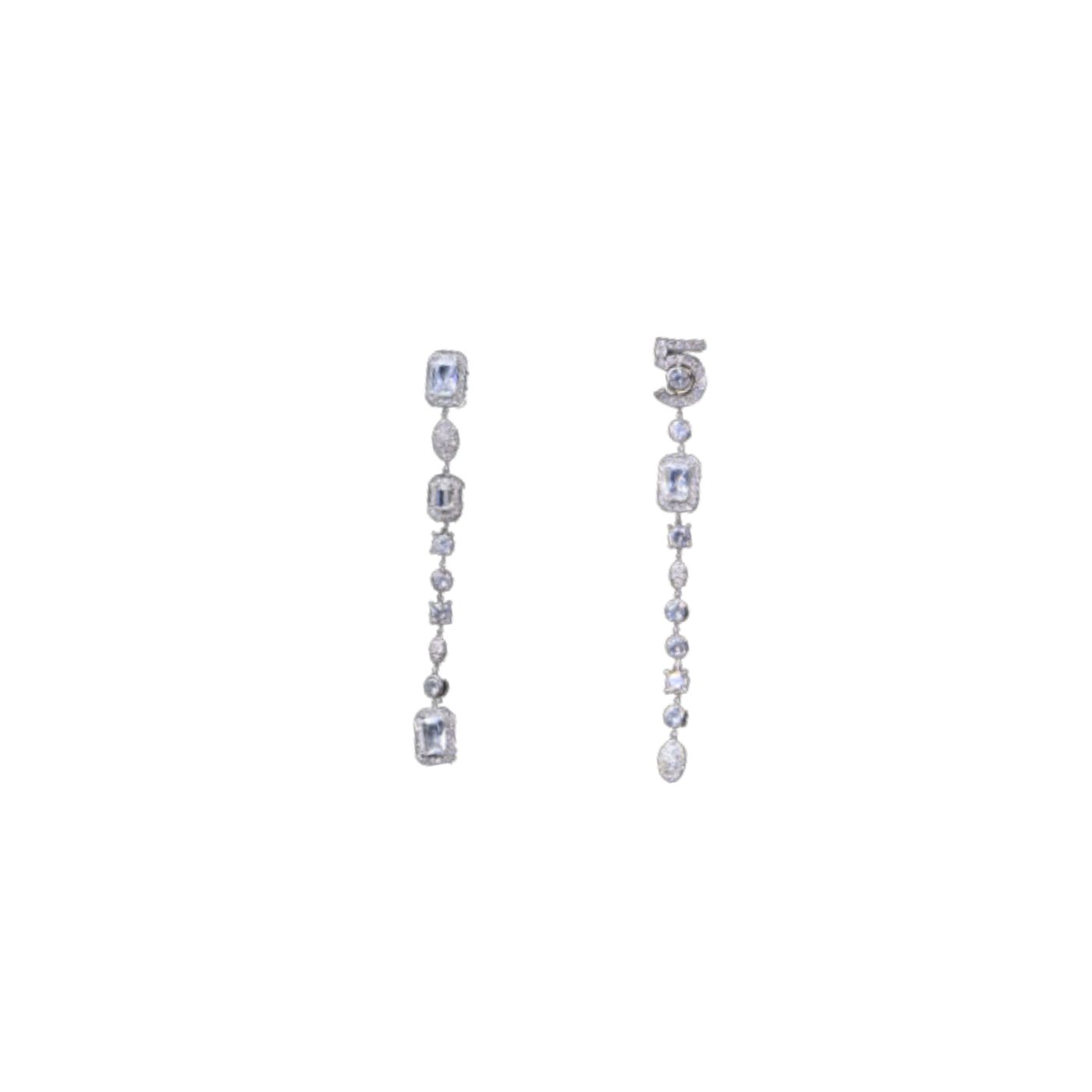 Chanel N°5 Drop Earrings Silver Tone For Women