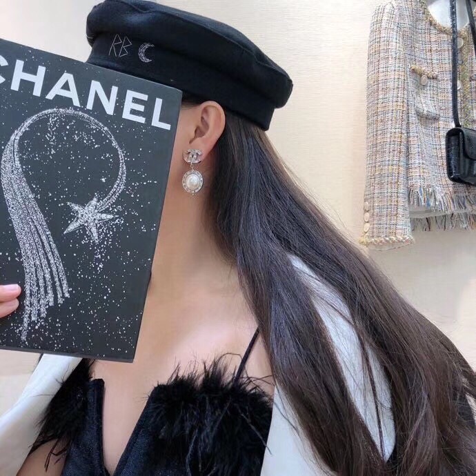 Chanel Net Earrings Silver For Women