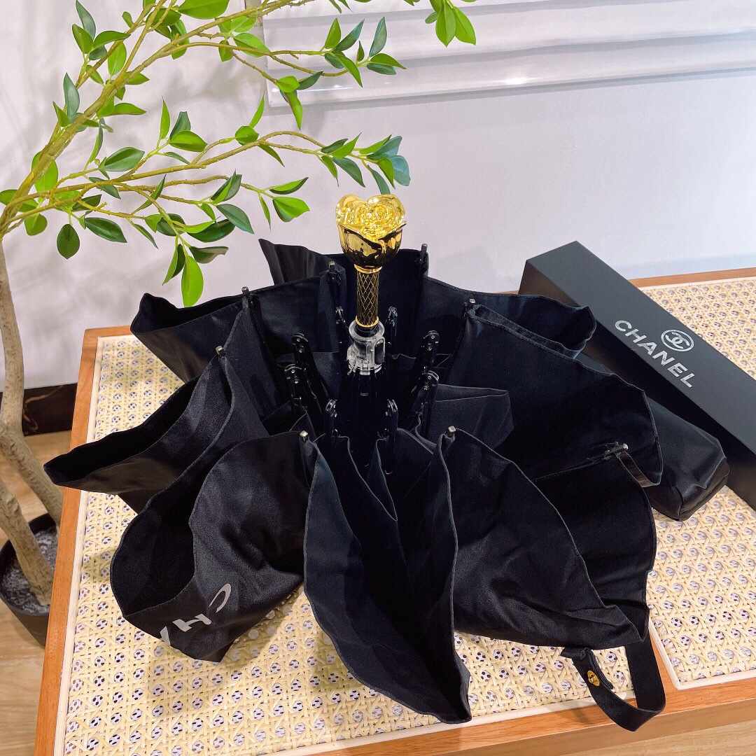 Chanel Nylon CC Folding Umbrella Black