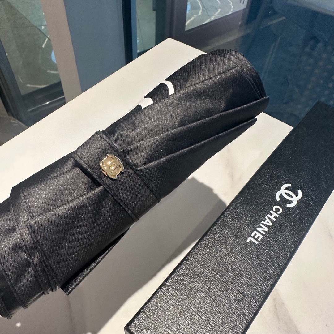 Chanel Nylon CC Folding Umbrella Black