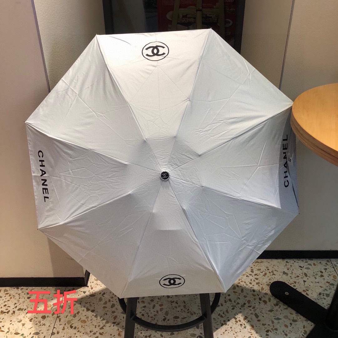 Chanel Nylon CC Folding Umbrella White