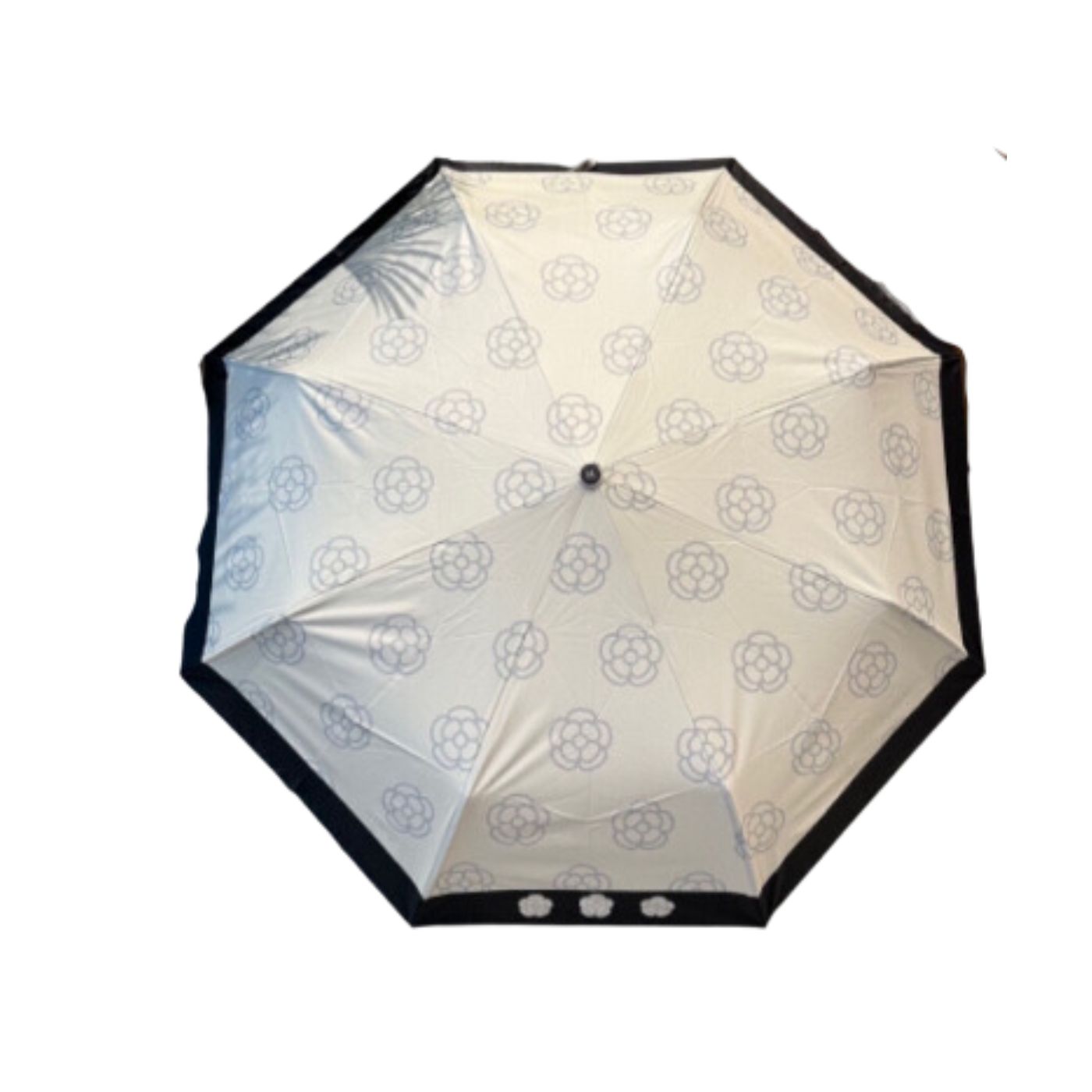 Chanel Nylon With Flower Folding Umbrella White
