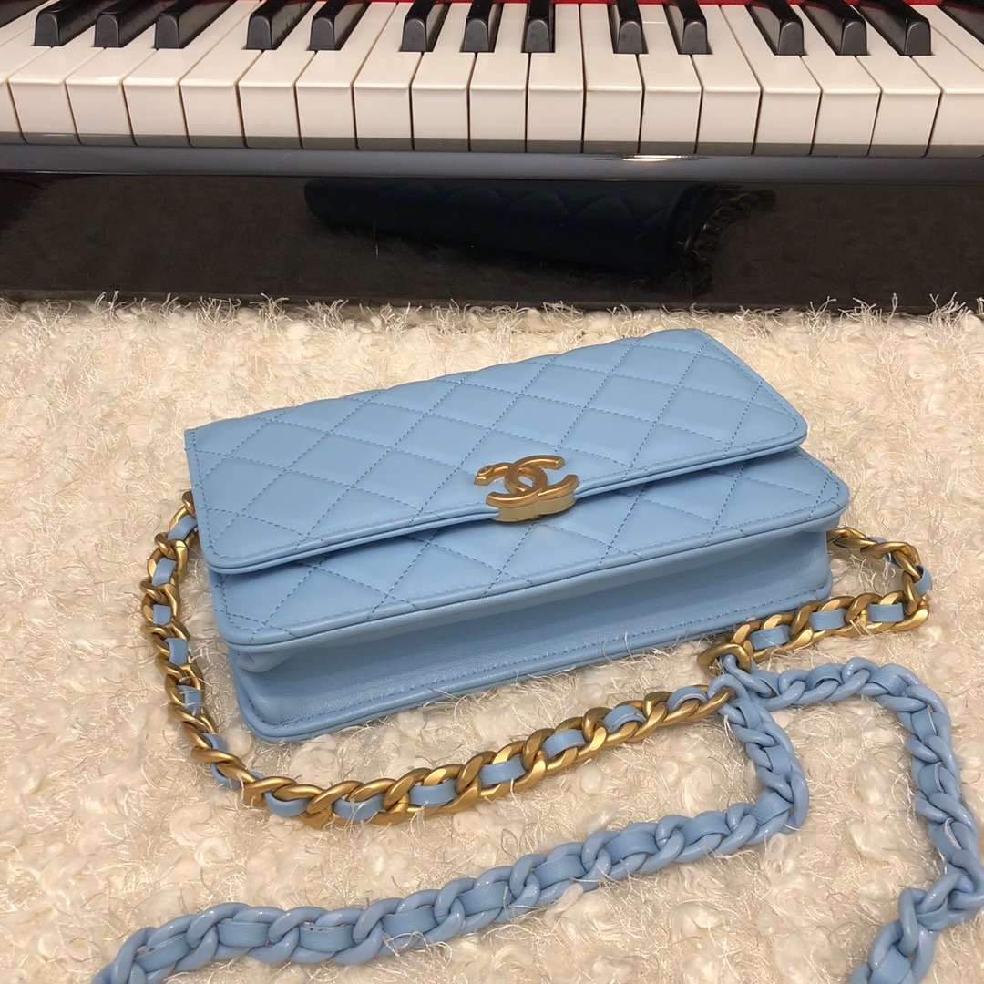 Chanel Original Small Classic Flap Bag Gold Hardware Blue For Women, Women’s Handbags, Shoulder Bags 7.5in/19cm AP33814