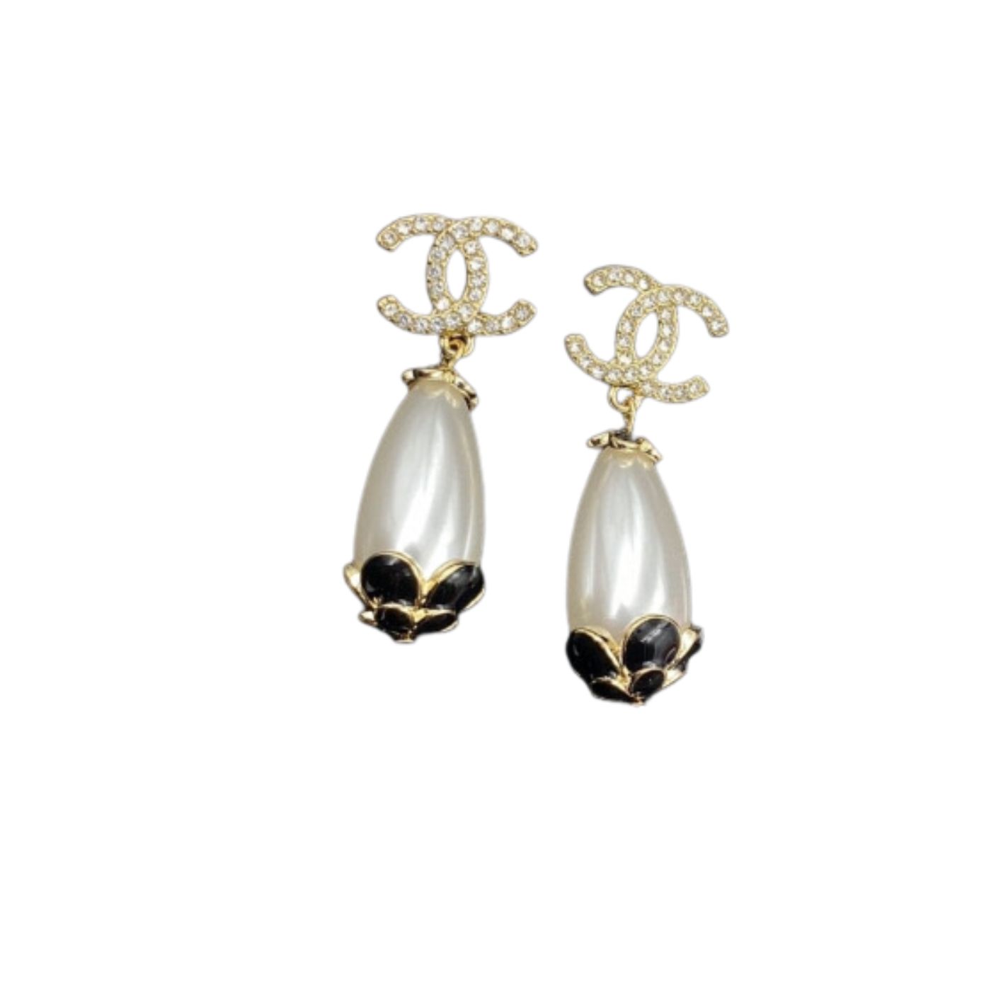 Chanel Oval Shape Big Jewel Earrings Gold Tone For Women