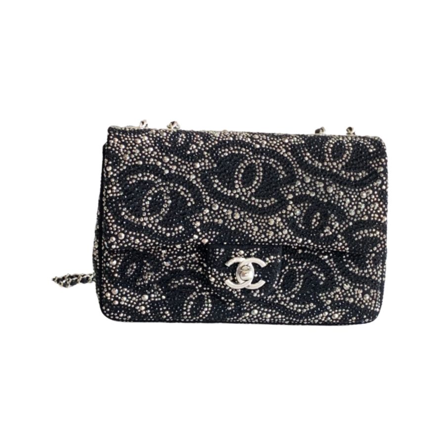 Chanel Paris Double Flap Handbag Black For Women 20cm / 7.9in