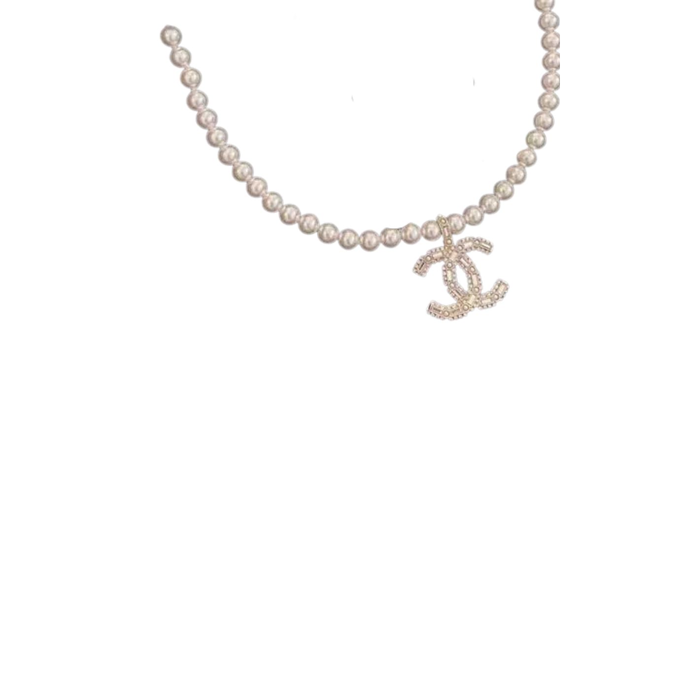 Chanel Pearl And Crystal Necklace White For Women