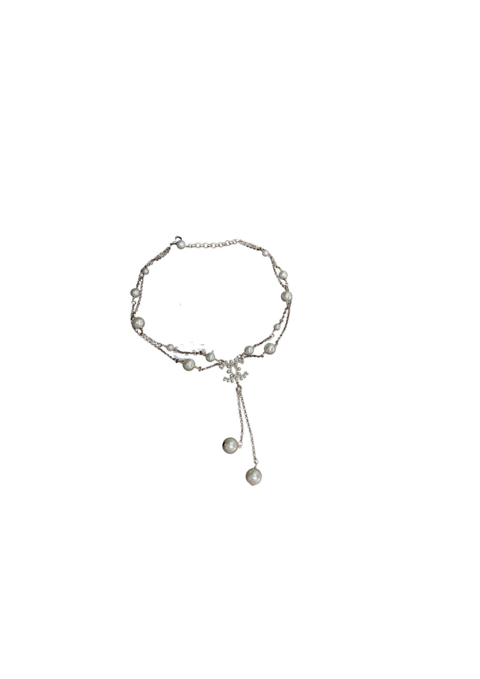Chanel Pearl And Logo CC Necklace Gold Tone For Women