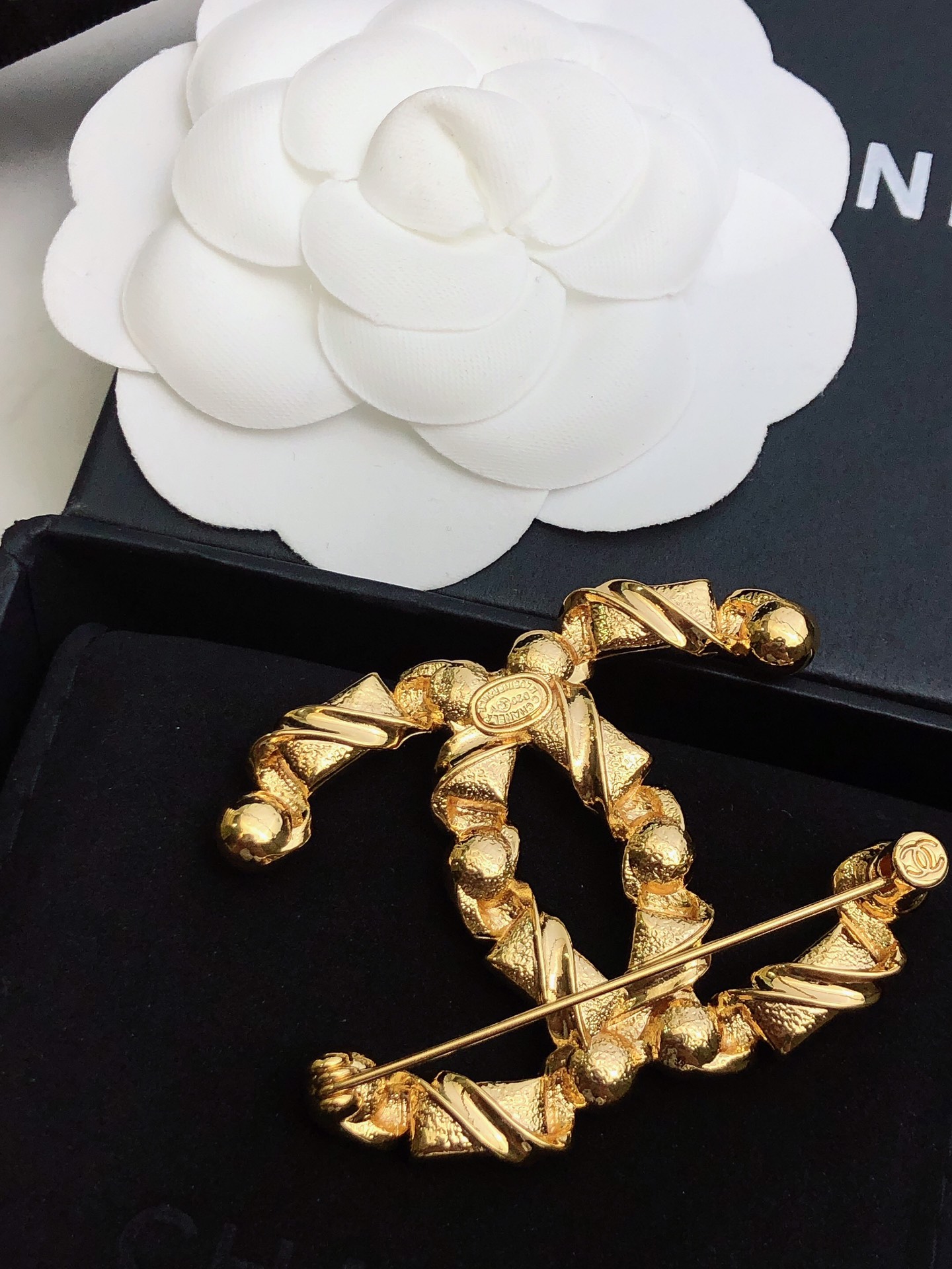 Chanel Pearl Brooch Gold For Women