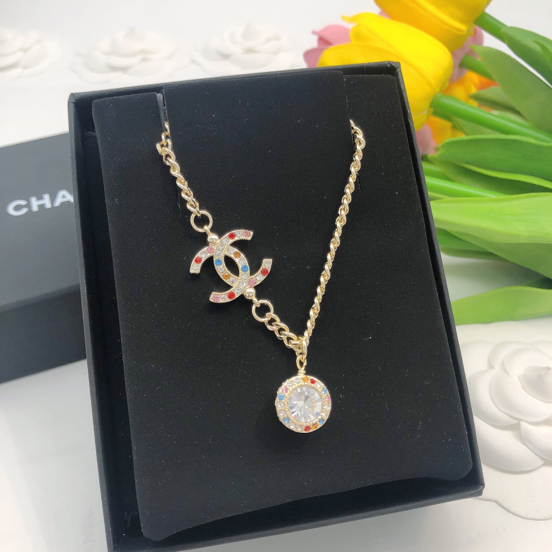Chanel Pearl Diamond Necklace Gold For Women
