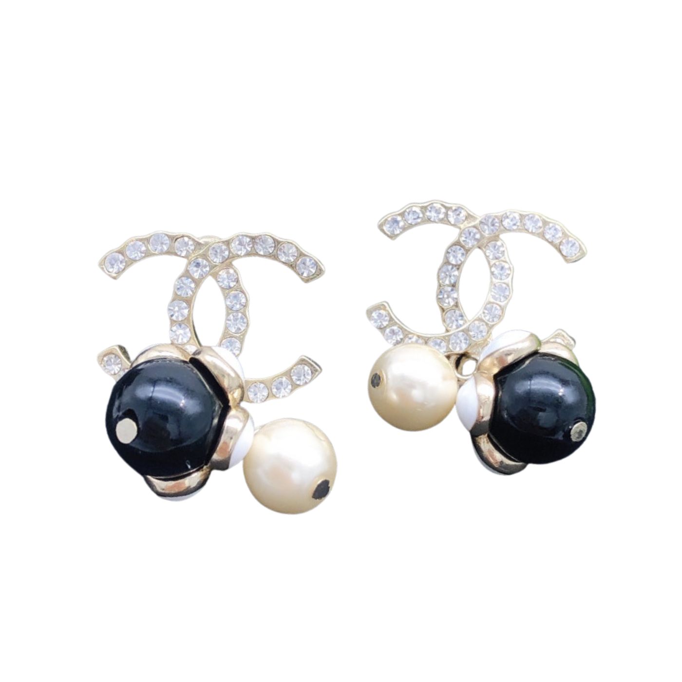 Chanel Pearl Earrings Black For Women