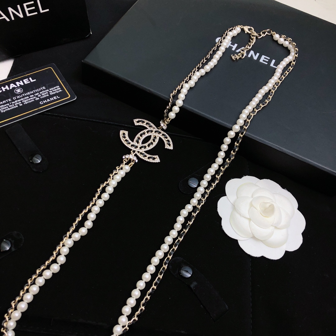 Chanel Pearl Necklaces White And Black For Women