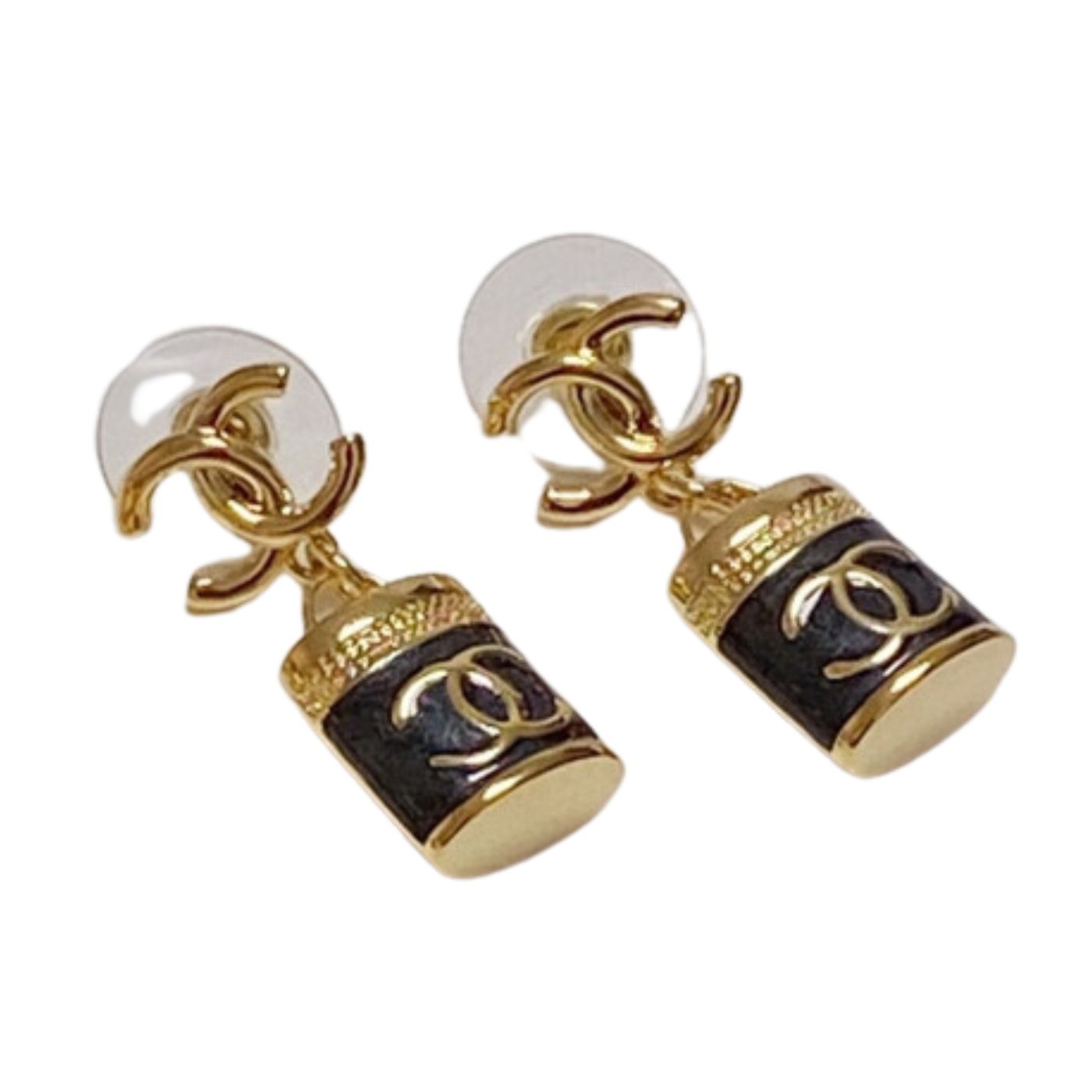 Chanel Perfume Bottle Earrings Black For Women