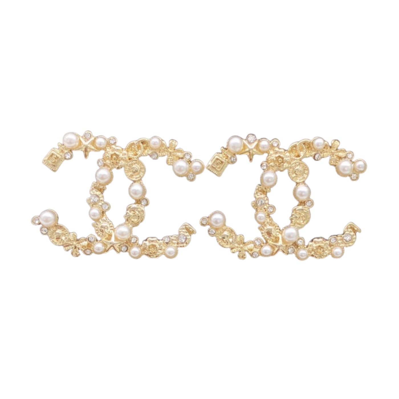Chanel Perfume Bottle Earrings Gold For Women