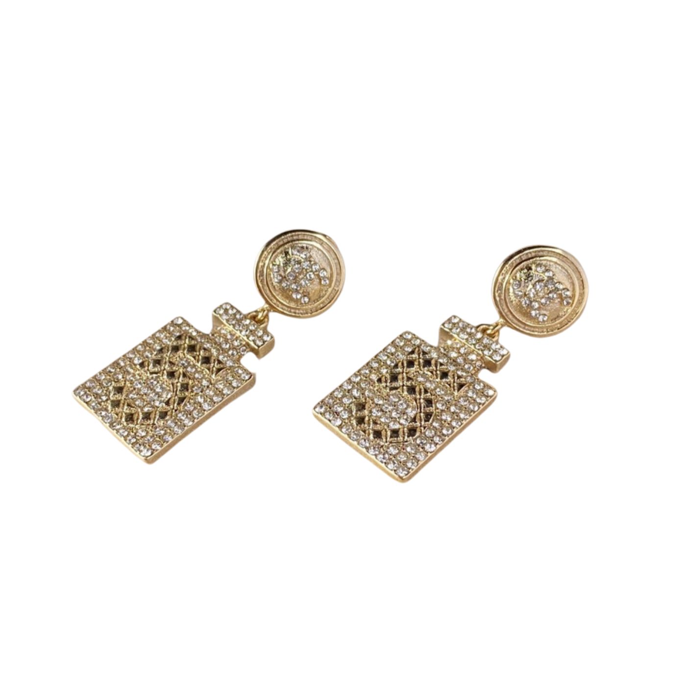 Chanel Perfume Bottle Earrings Gold For Women