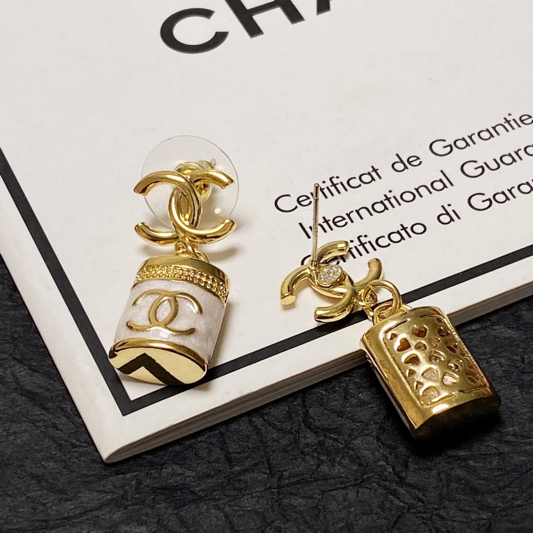 Chanel Perfume Bottle Earrings White For Women