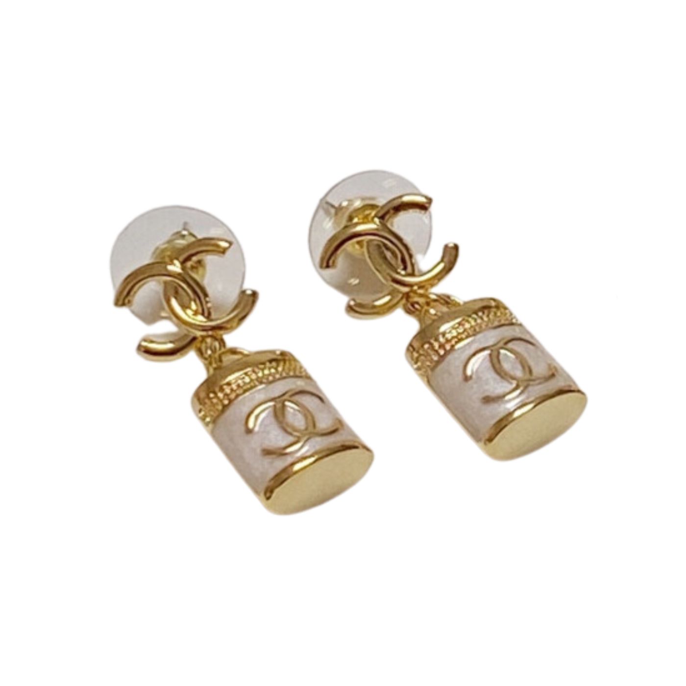 Chanel Perfume Bottle Earrings White For Women