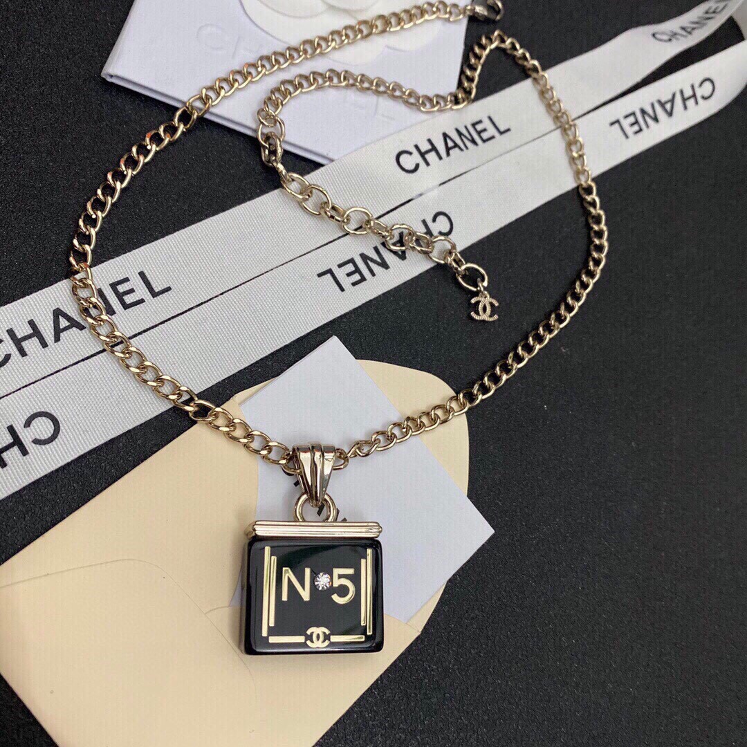 Chanel Perfume Bottle Necklace Gold For Women