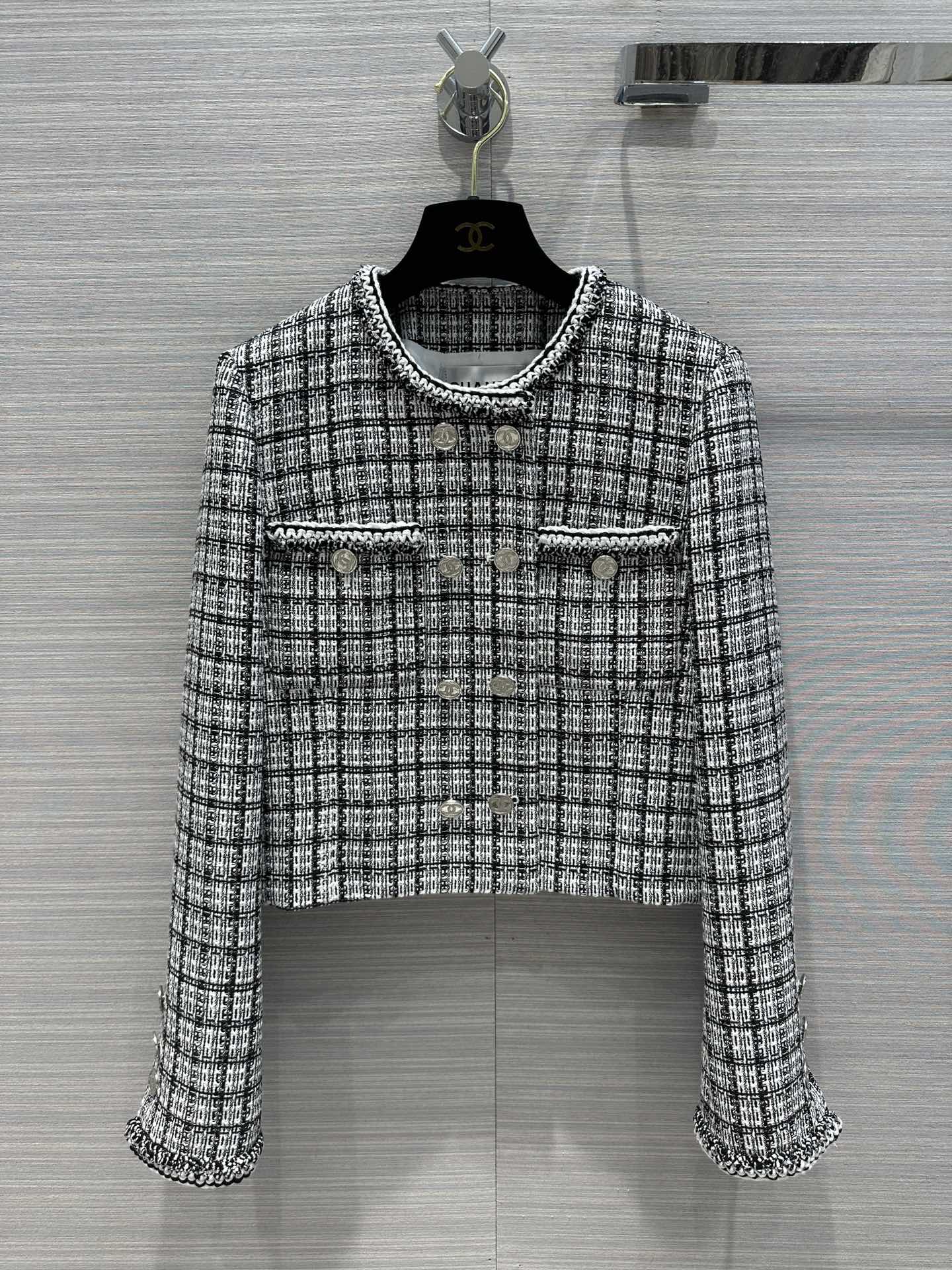 Chanel Plaid Jacket Black For Women