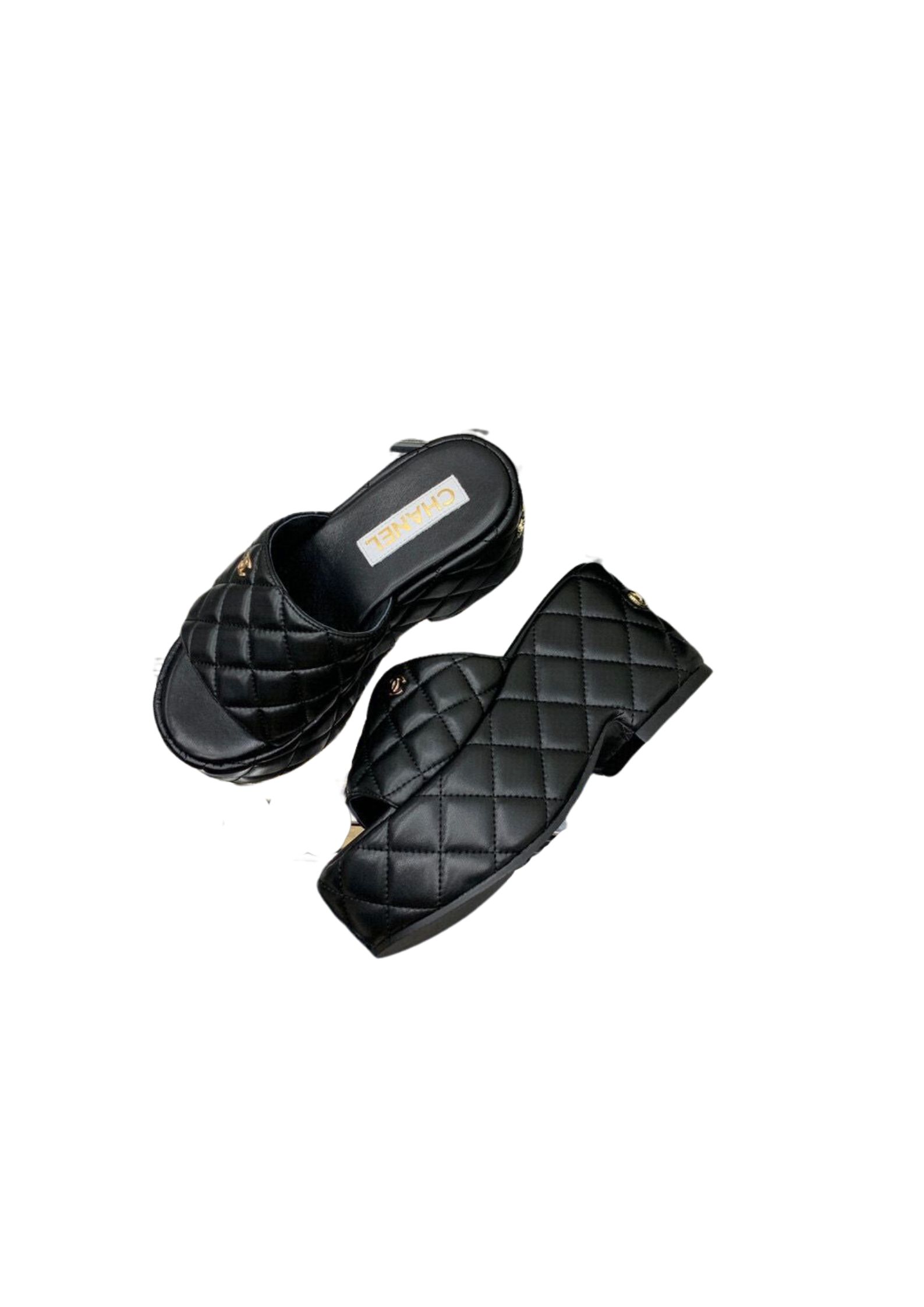 Chanel Platform Slide Black For Women 2.5in/8cm