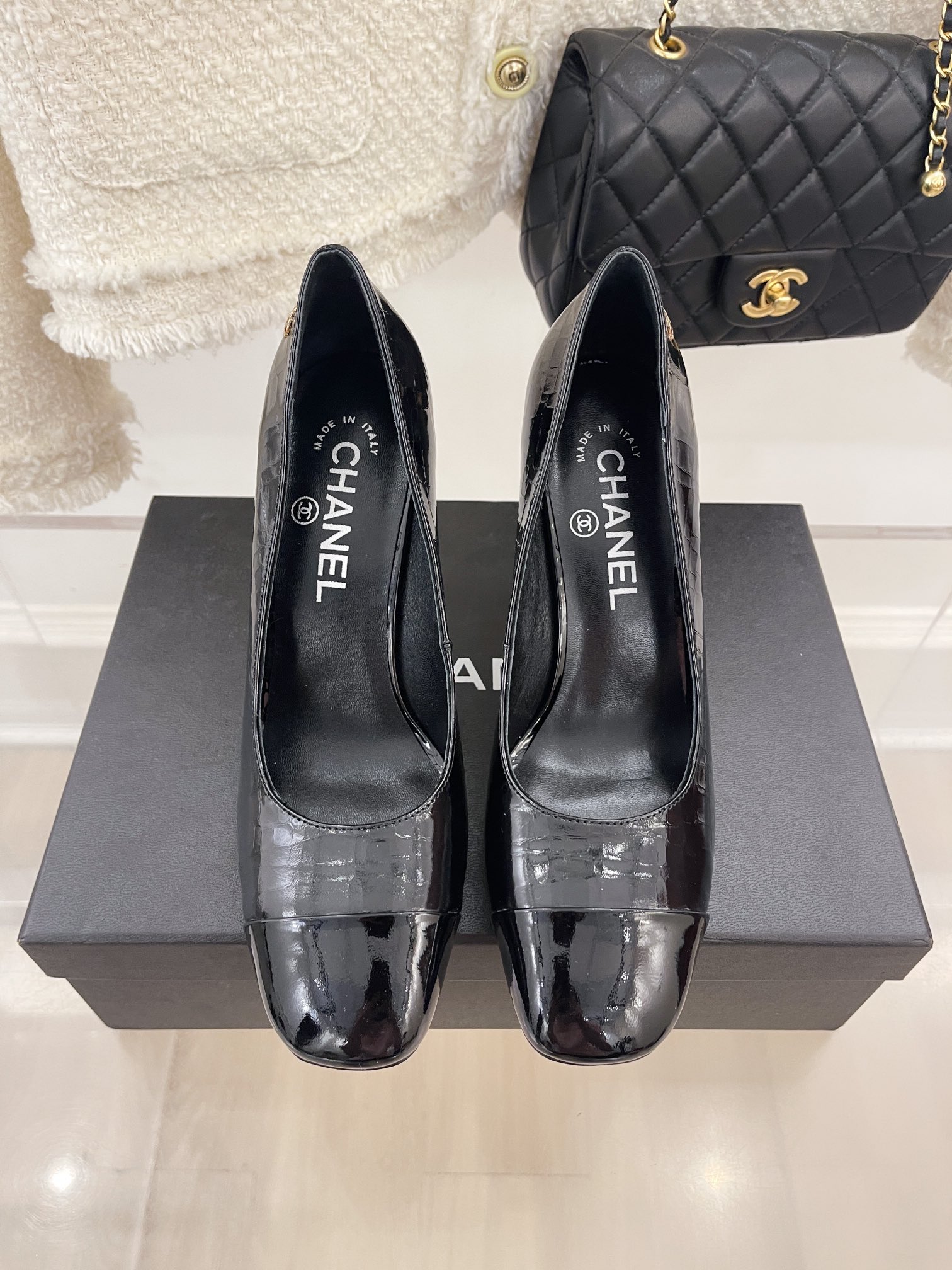 Chanel Pumps Black For Women 3.5in/9cm