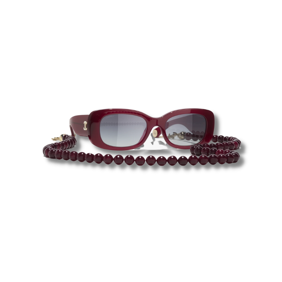 Chanel Rectangle Sunglasses Burgundy And Gold For Women A71511 X08101 S2016