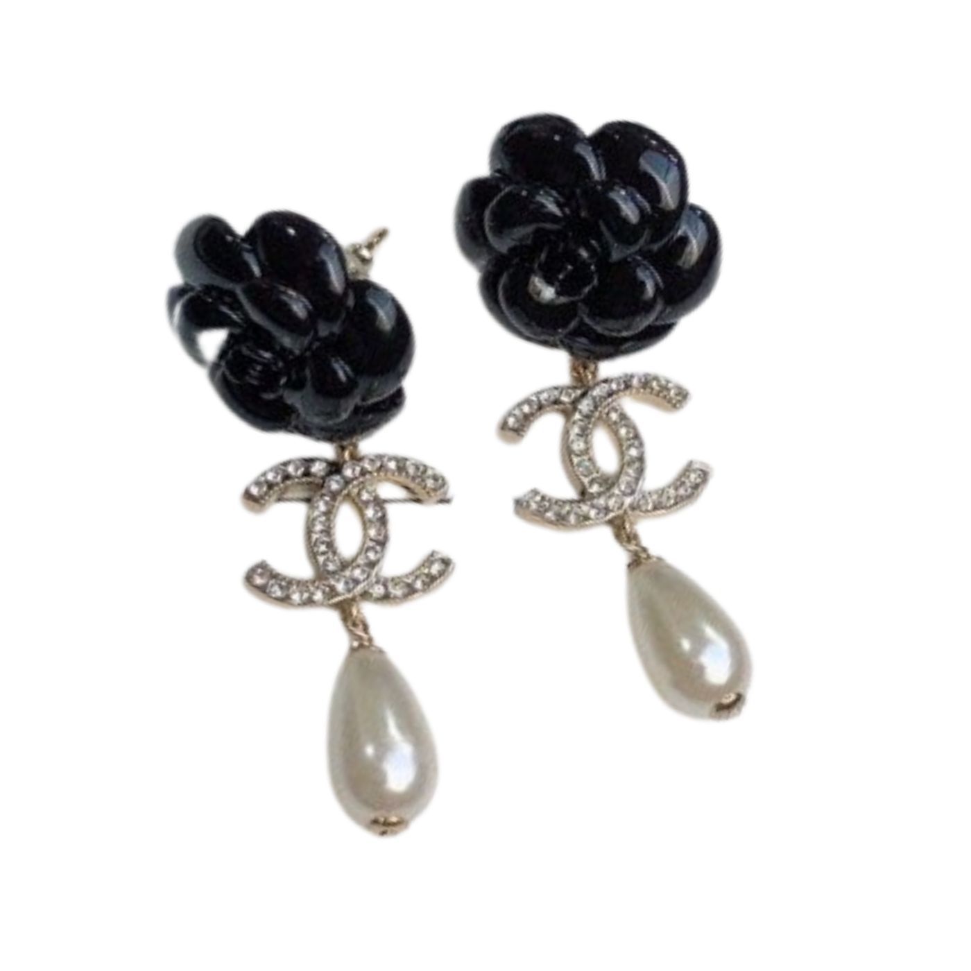 Chanel Resin Earrings Black For Women