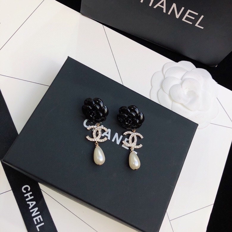 Chanel Resin Earrings Black For Women